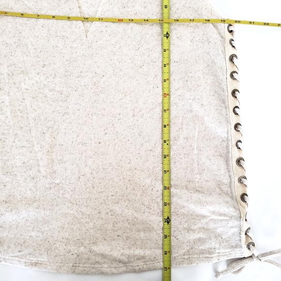 Maronie SIZE S Cream Textured Tunic Tank Top Distressed Lace Up Sides Keyhole - Picture 13 of 14